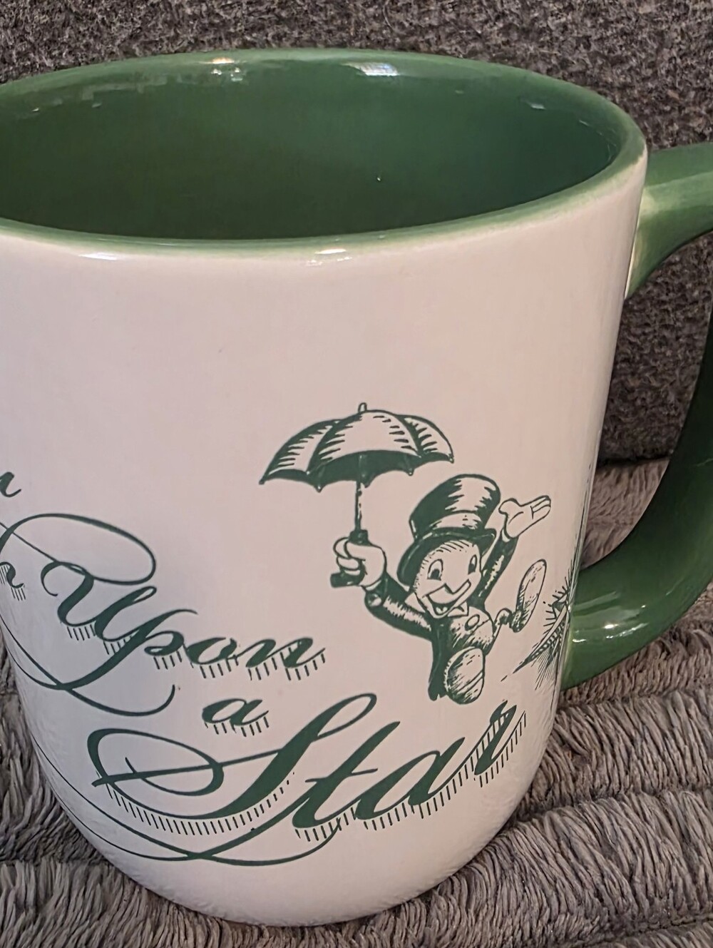 Disney Parks Jiminy Cricket Coffee Mug When You Wush Upon A Star.